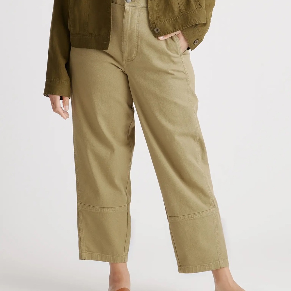 Quince Organic Stretch Cotton Twill Barrel Pants - Olive